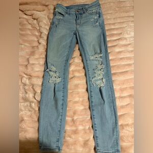 American Eagle Outfitters Light Blue Ripped Skinny Jeans